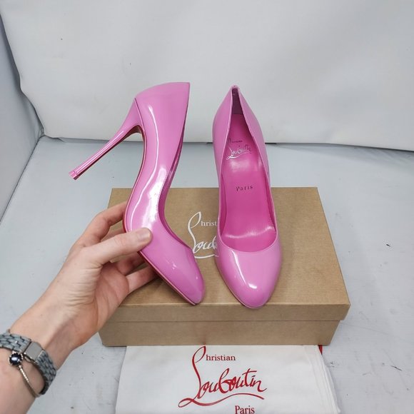 Christian Louboutin Shoes - Christian Louboutin Pink Dolly 100 Patent Leather Pumps
